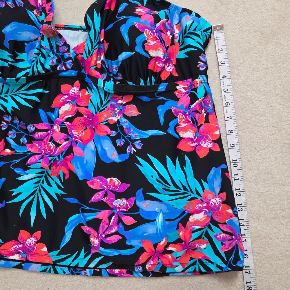 NWT Island Escape 24W Halter Tankini Swimwear Underwire Plunging V-Neck - Picture 7 of 11